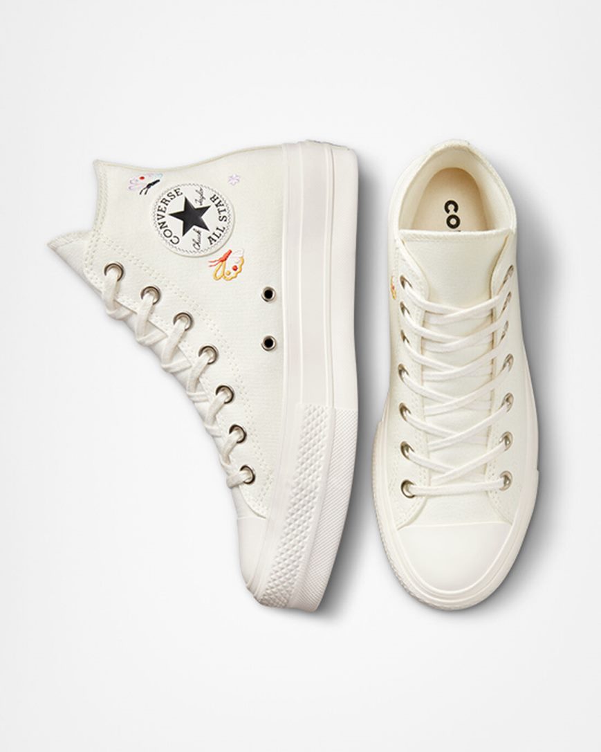 Topanky Na Platforme Converse Chuck Taylor All Star Lift Butterfly Wings Vysoke Damske Béžové Ruzove | SK AORPM9